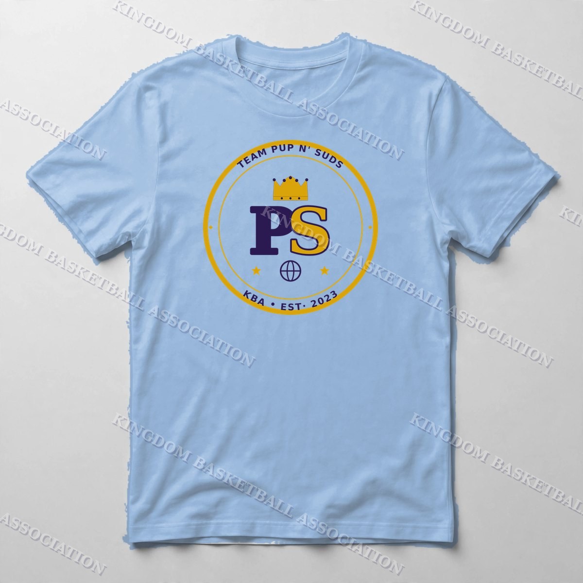 Team Pup n' Suds Monogram Tee — Tee in Carolina Blue with the printed design