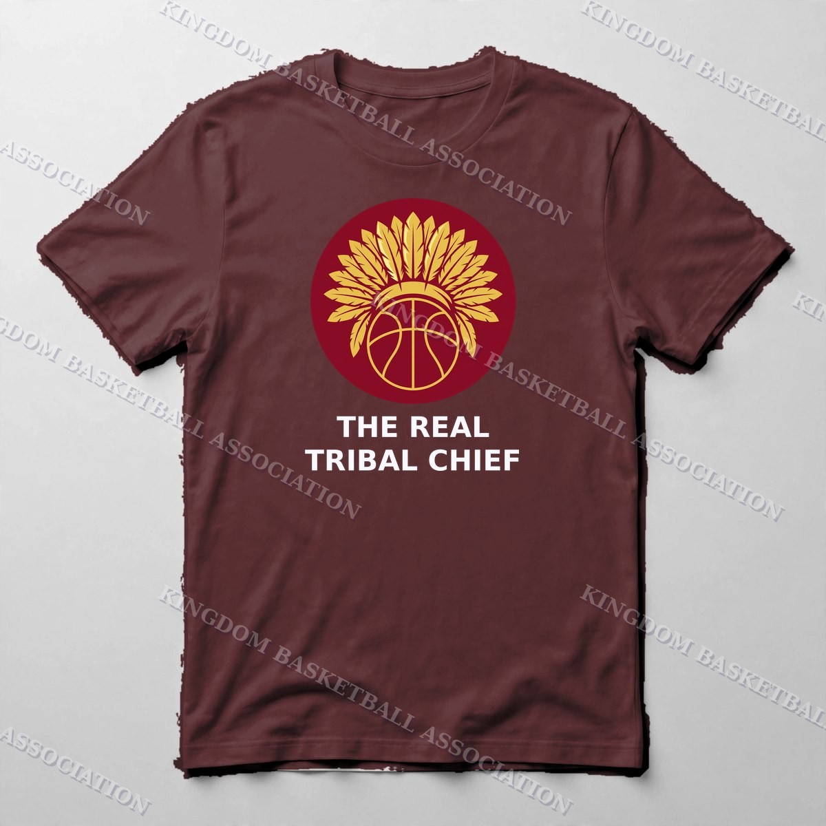 The REAL Tribal Chief Tee — Tee in Maroon with the printed design
